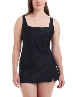 NWT Beyond Control Square Neck Swim Dress Black M